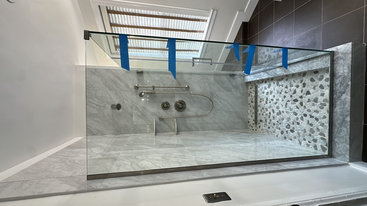 Walk-in shower bathroom remodel