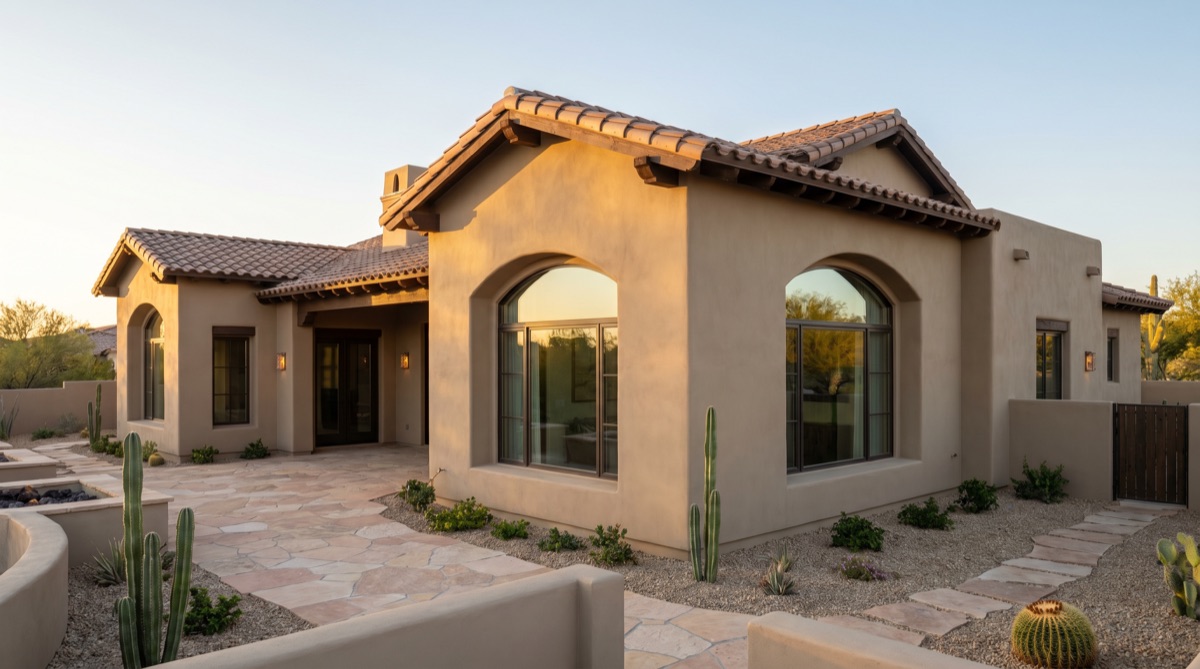 Completed stucco home in Scottsdale